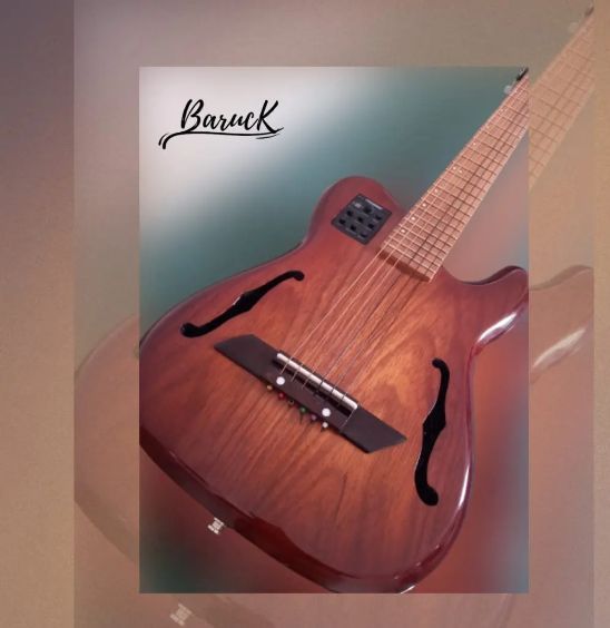 Violão semi-acústico artesanal com acabamento sunburst